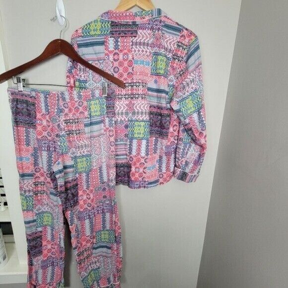 VICTORIA'S SECRET Dreamer Flannel Patchwork Fun Print Monogram Pajama Set Small - Picture 5 of 5